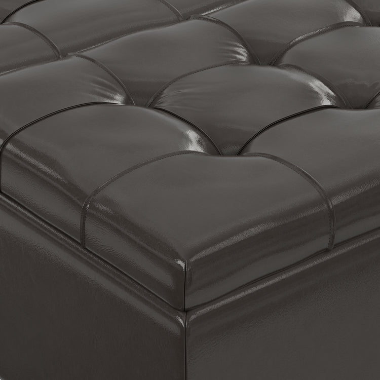 Tanners Brown Vegan Leather | Harrison Coffee Table Storage Ottoman