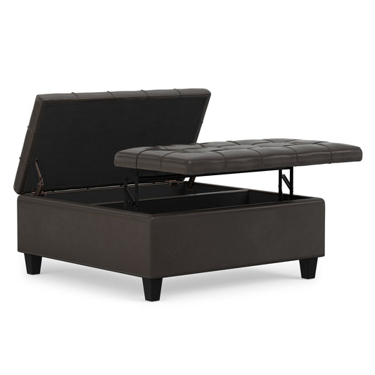 Tanners Brown Vegan Leather | Harrison Coffee Table Storage Ottoman