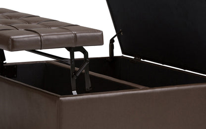 Chocolate Brown Vegan Leather | Harrison Coffee Table Storage Ottoman