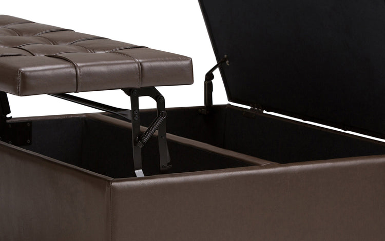 Chocolate Brown Vegan Leather | Harrison Coffee Table Storage Ottoman