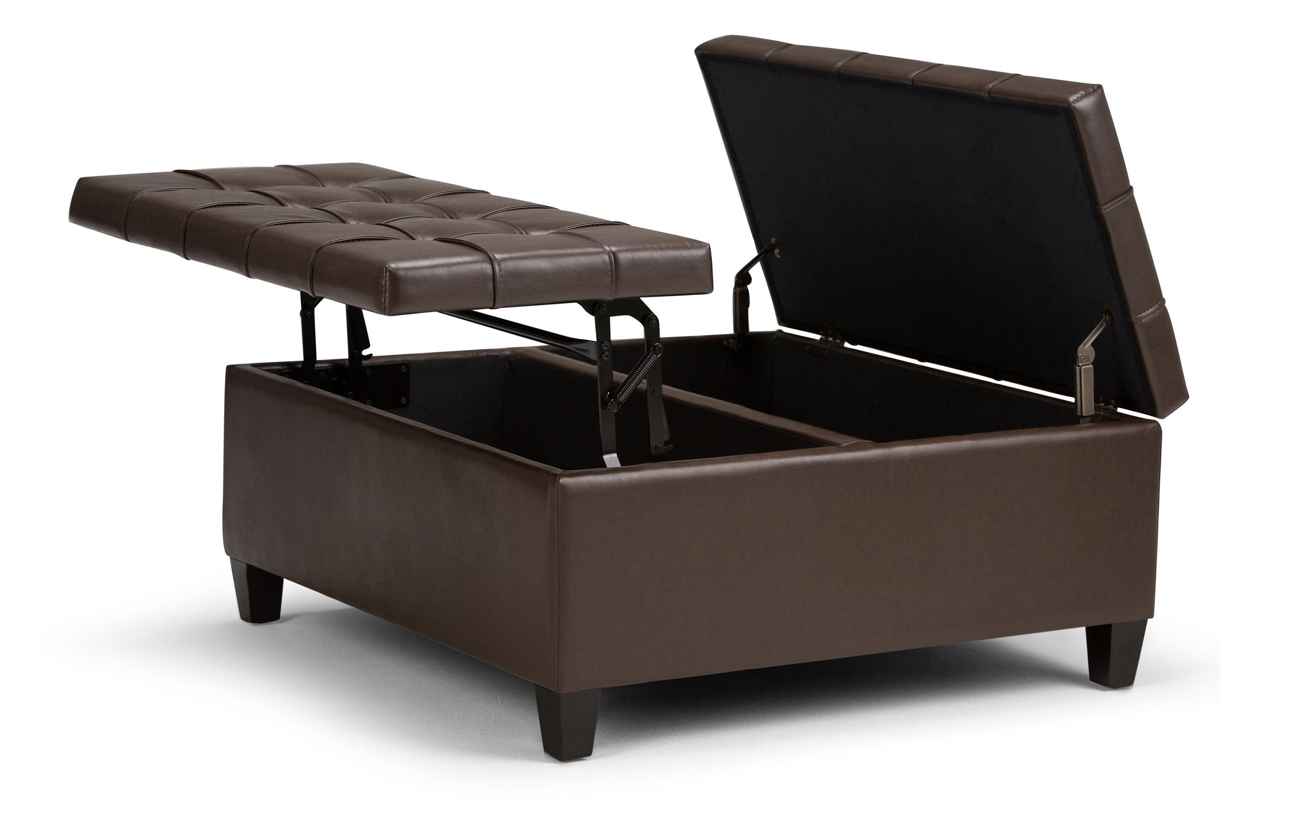 Chocolate Brown Vegan Leather | Harrison Coffee Table Storage Ottoman