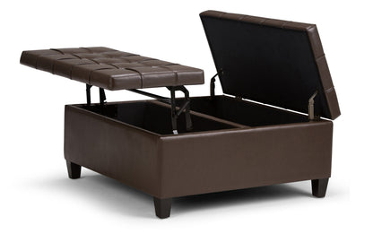 Chocolate Brown Vegan Leather | Harrison Coffee Table Storage Ottoman