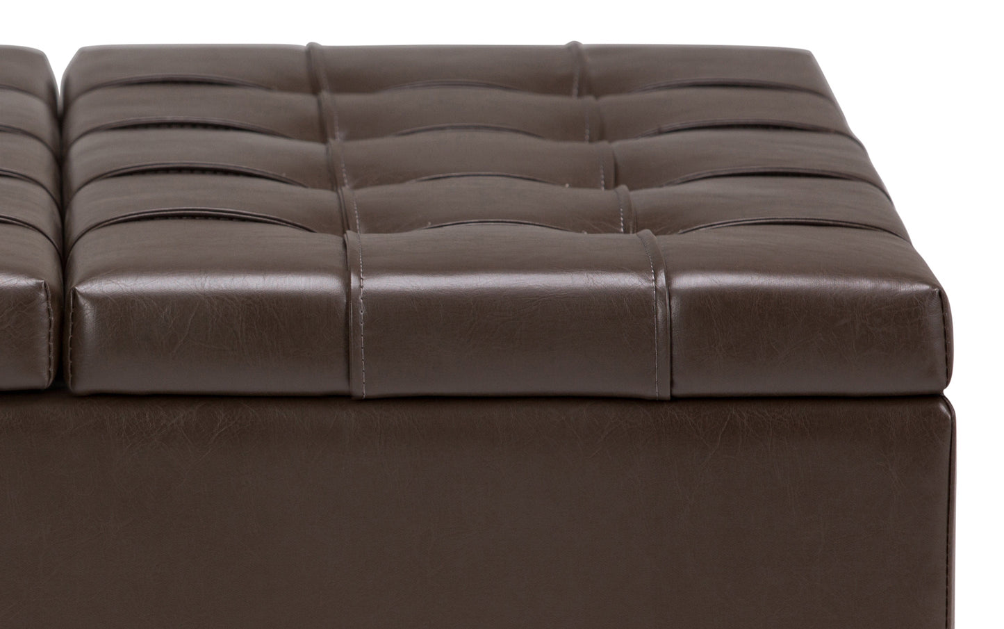 Chocolate Brown Vegan Leather | Harrison Coffee Table Storage Ottoman