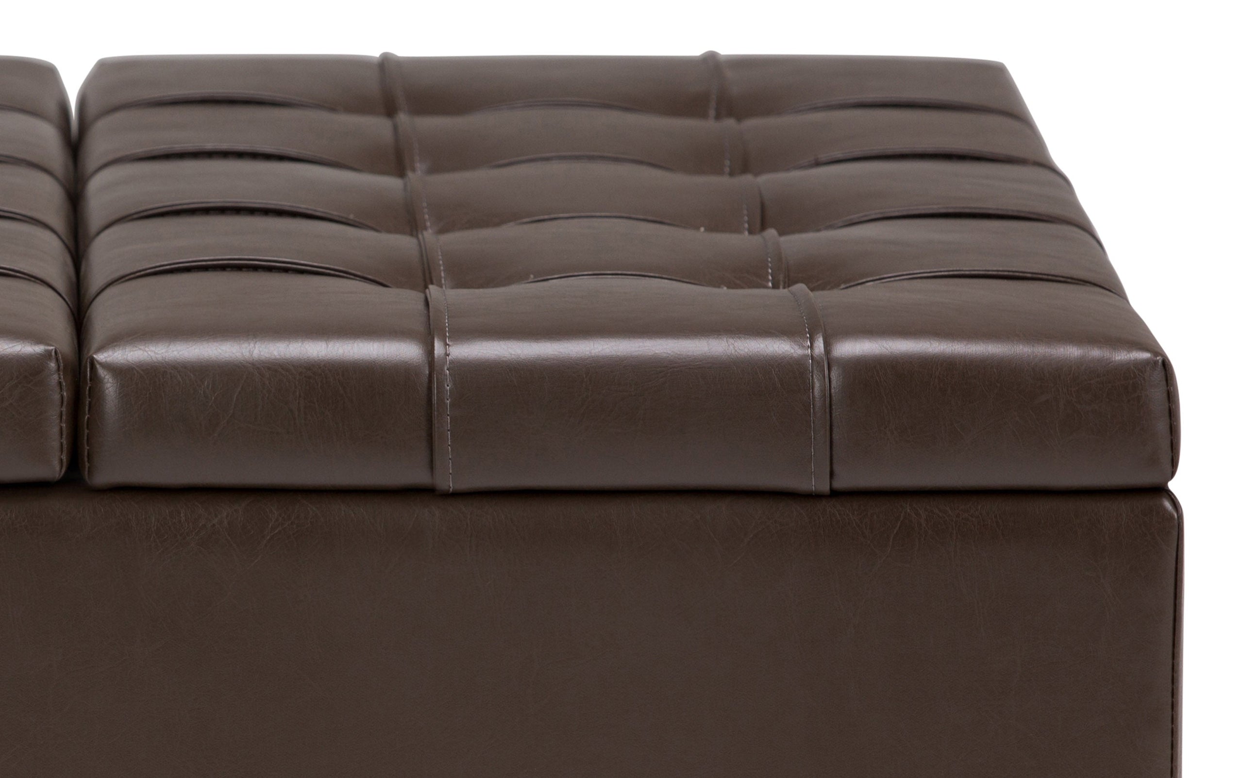 Chocolate Brown Vegan Leather | Harrison Coffee Table Storage Ottoman