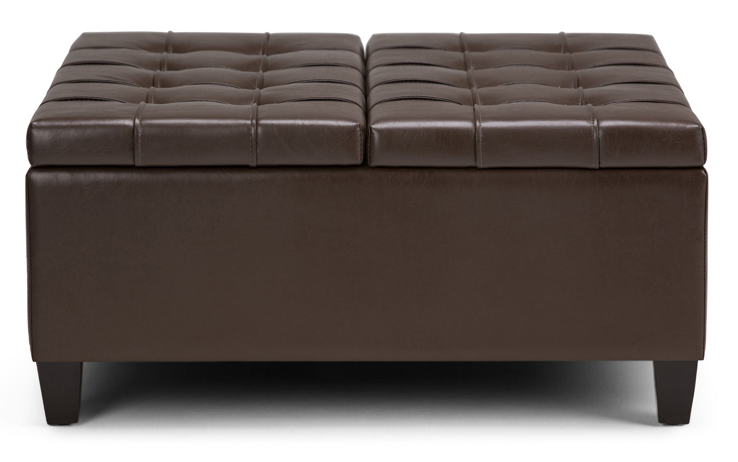 Chocolate Brown Vegan Leather | Harrison Coffee Table Storage Ottoman