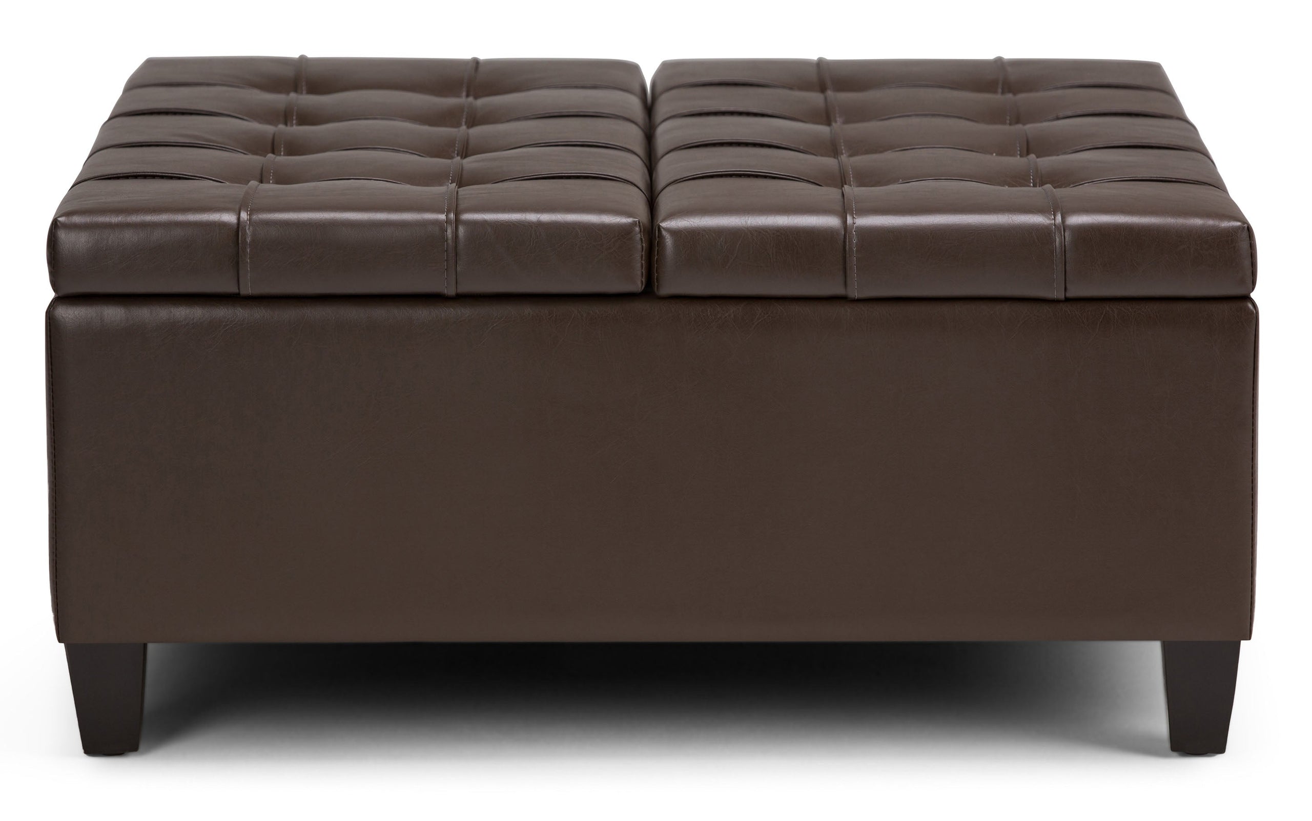Chocolate Brown Vegan Leather | Harrison Coffee Table Storage Ottoman