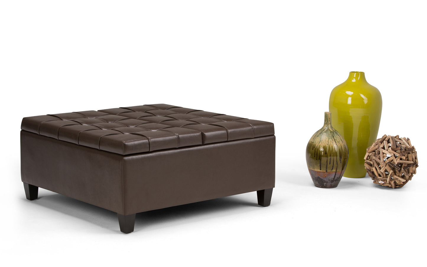 Chocolate Brown Vegan Leather | Harrison Coffee Table Storage Ottoman