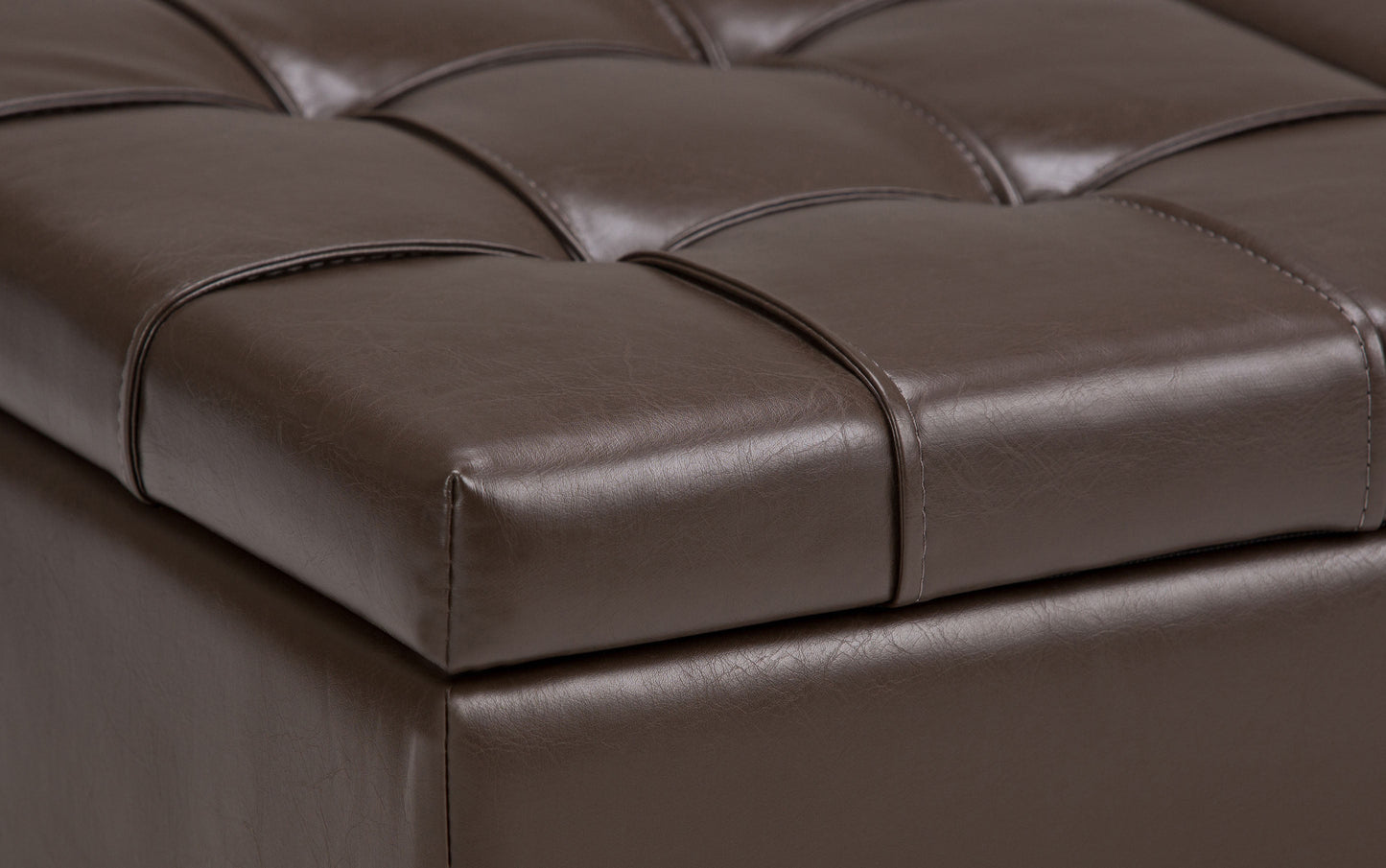 Chocolate Brown Vegan Leather | Harrison Coffee Table Storage Ottoman