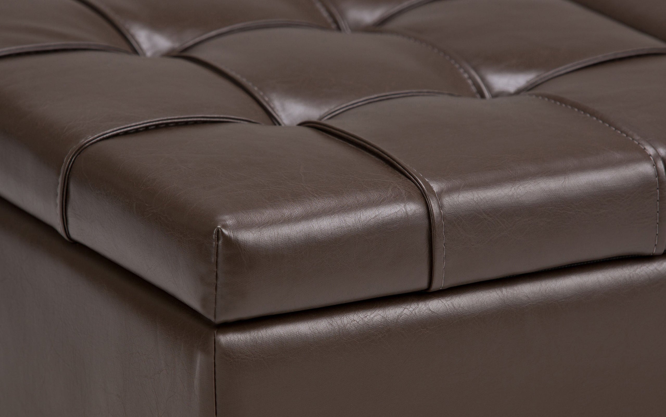 Chocolate Brown Vegan Leather | Harrison Coffee Table Storage Ottoman