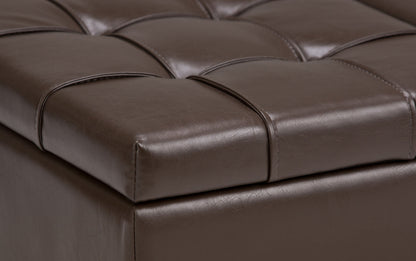 Chocolate Brown Vegan Leather | Harrison Coffee Table Storage Ottoman