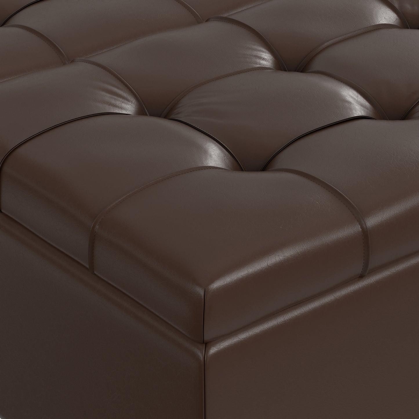 Chocolate Brown Vegan Leather | Harrison Coffee Table Storage Ottoman
