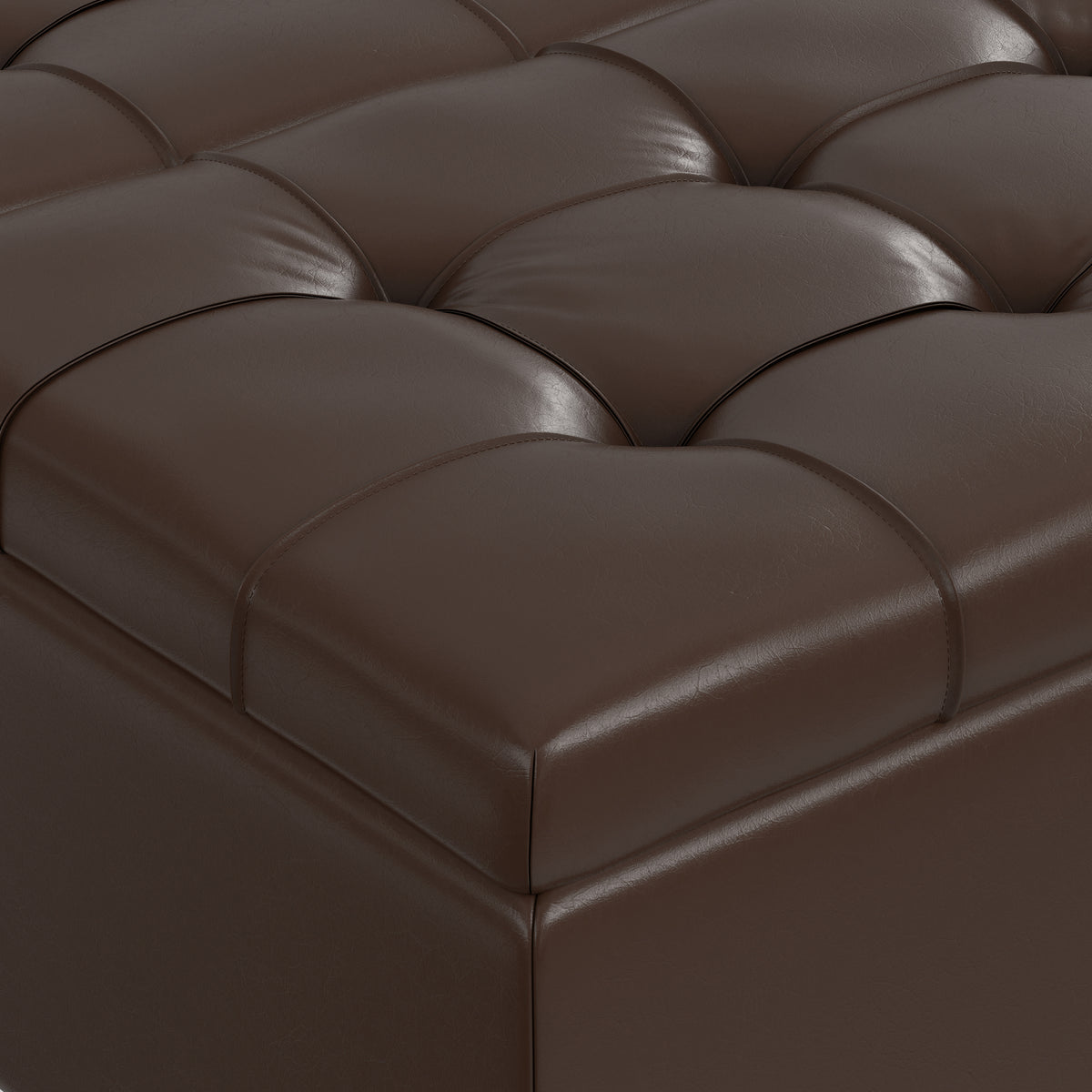 Chocolate Brown Vegan Leather | Harrison Coffee Table Storage Ottoman