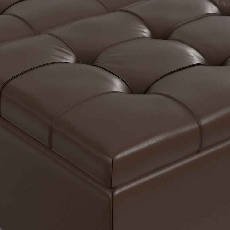 Chocolate Brown Vegan Leather | Harrison Coffee Table Storage Ottoman