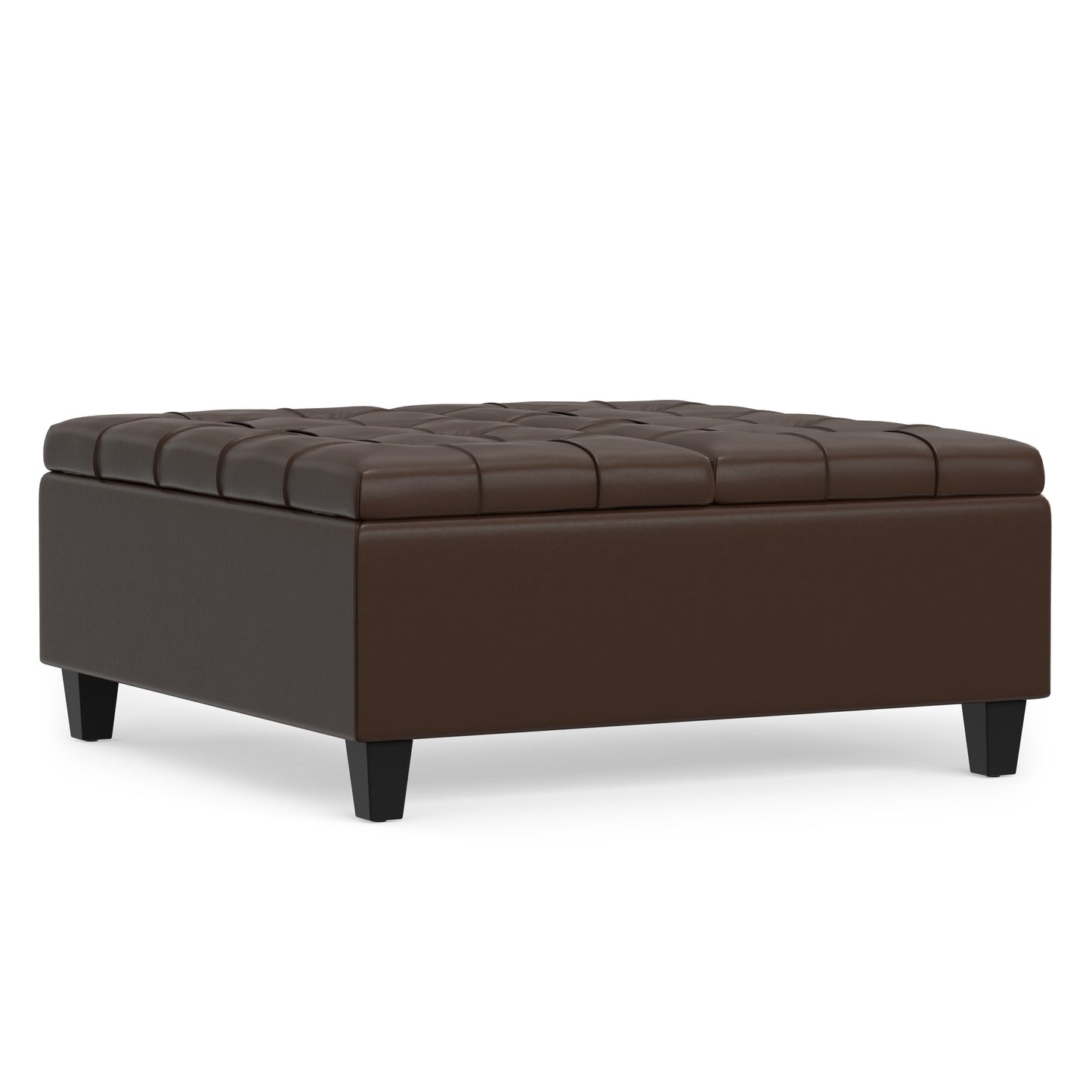 Chocolate Brown Vegan Leather | Harrison Coffee Table Storage Ottoman