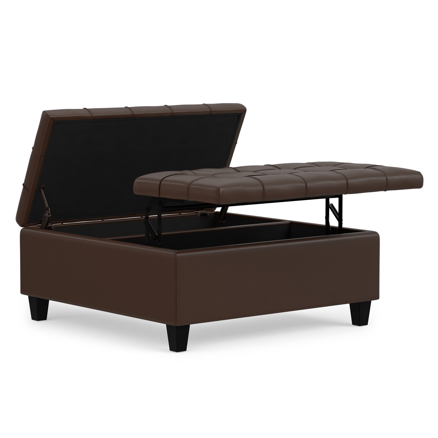 Chocolate Brown Vegan Leather | Harrison Coffee Table Storage Ottoman
