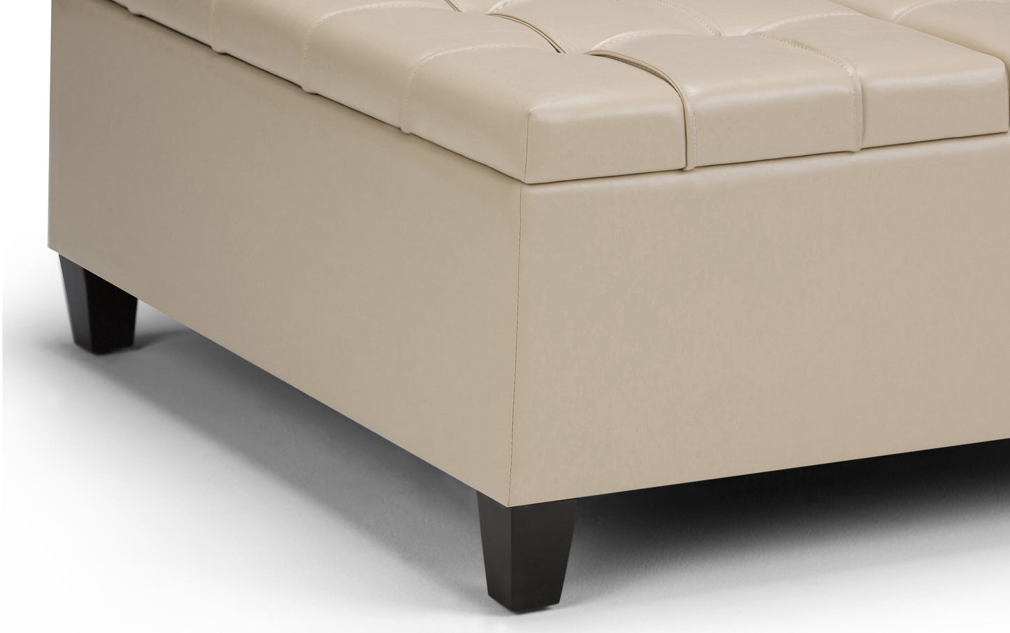 Satin Cream Vegan Leather | Harrison Coffee Table Storage Ottoman