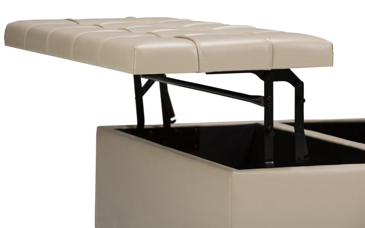 Satin Cream Vegan Leather | Harrison Coffee Table Storage Ottoman