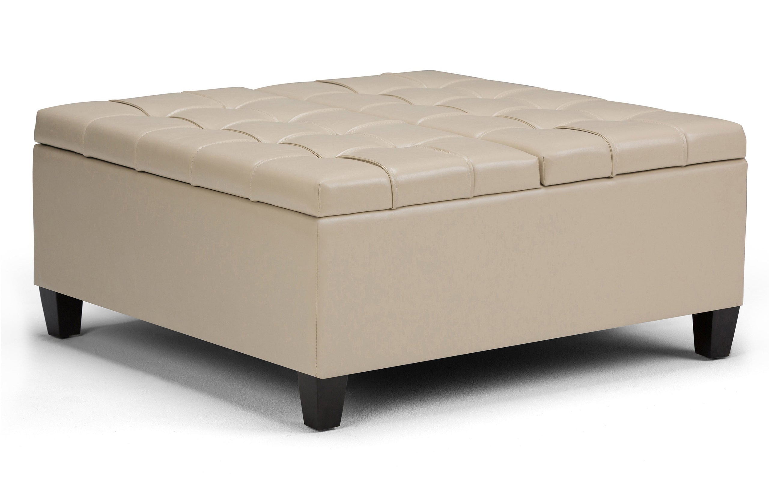 Satin Cream Vegan Leather | Harrison Coffee Table Storage Ottoman