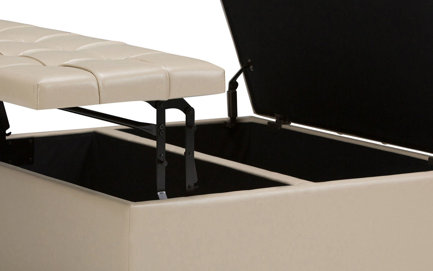 Satin Cream Vegan Leather | Harrison Coffee Table Storage Ottoman