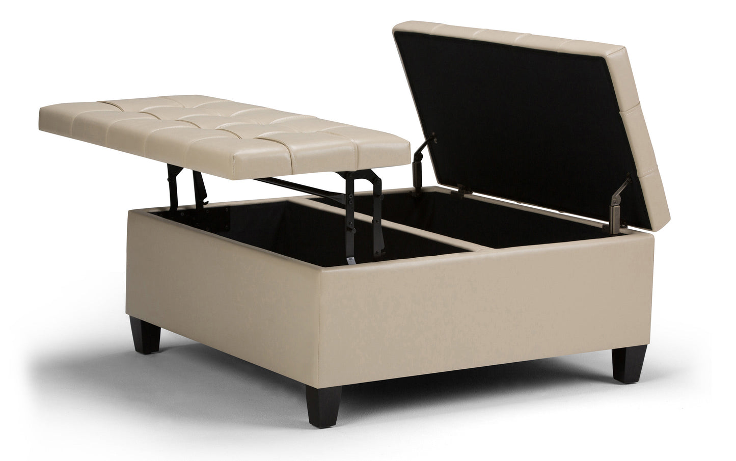 Satin Cream Vegan Leather | Harrison Coffee Table Storage Ottoman