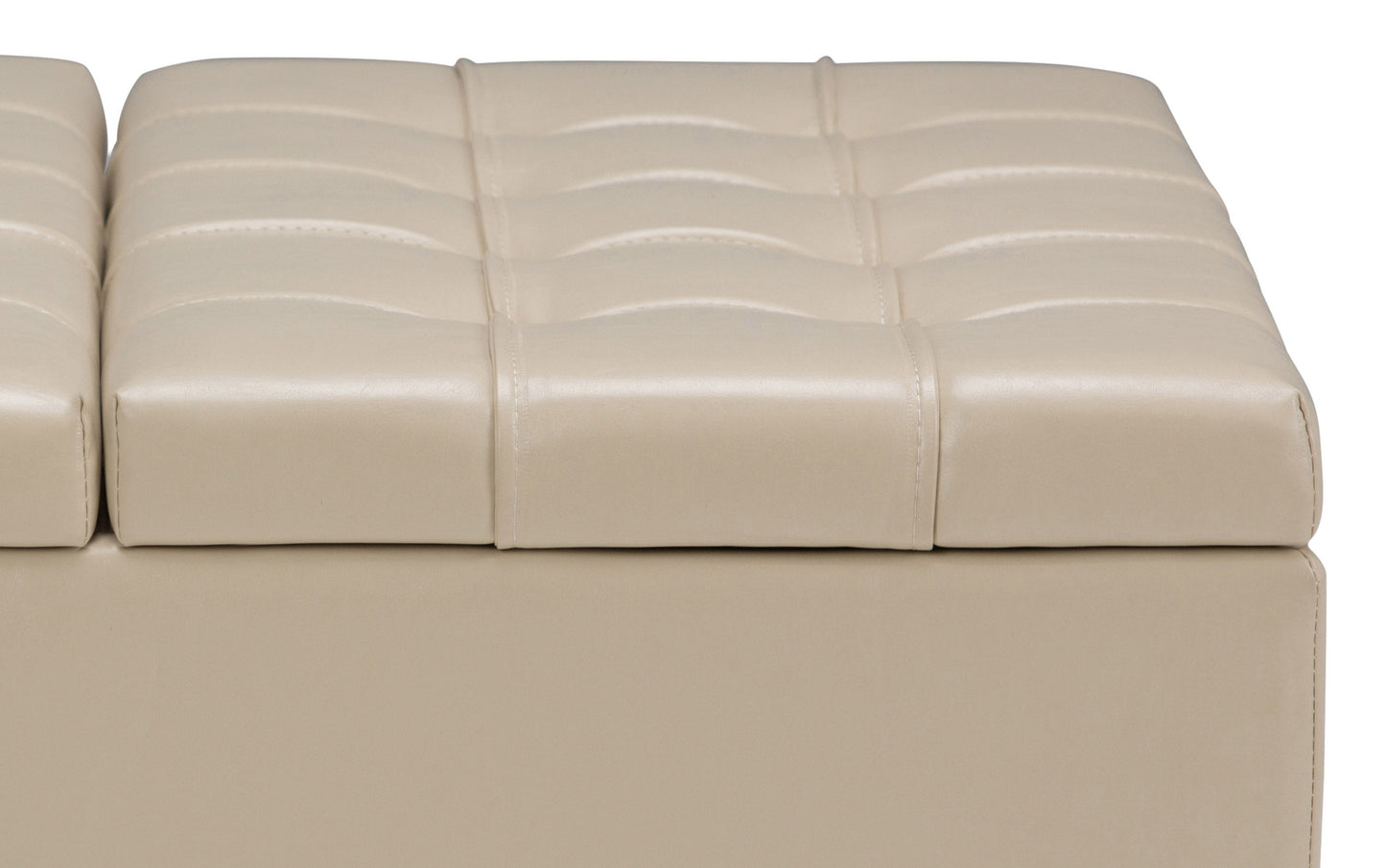 Satin Cream Vegan Leather | Harrison Coffee Table Storage Ottoman