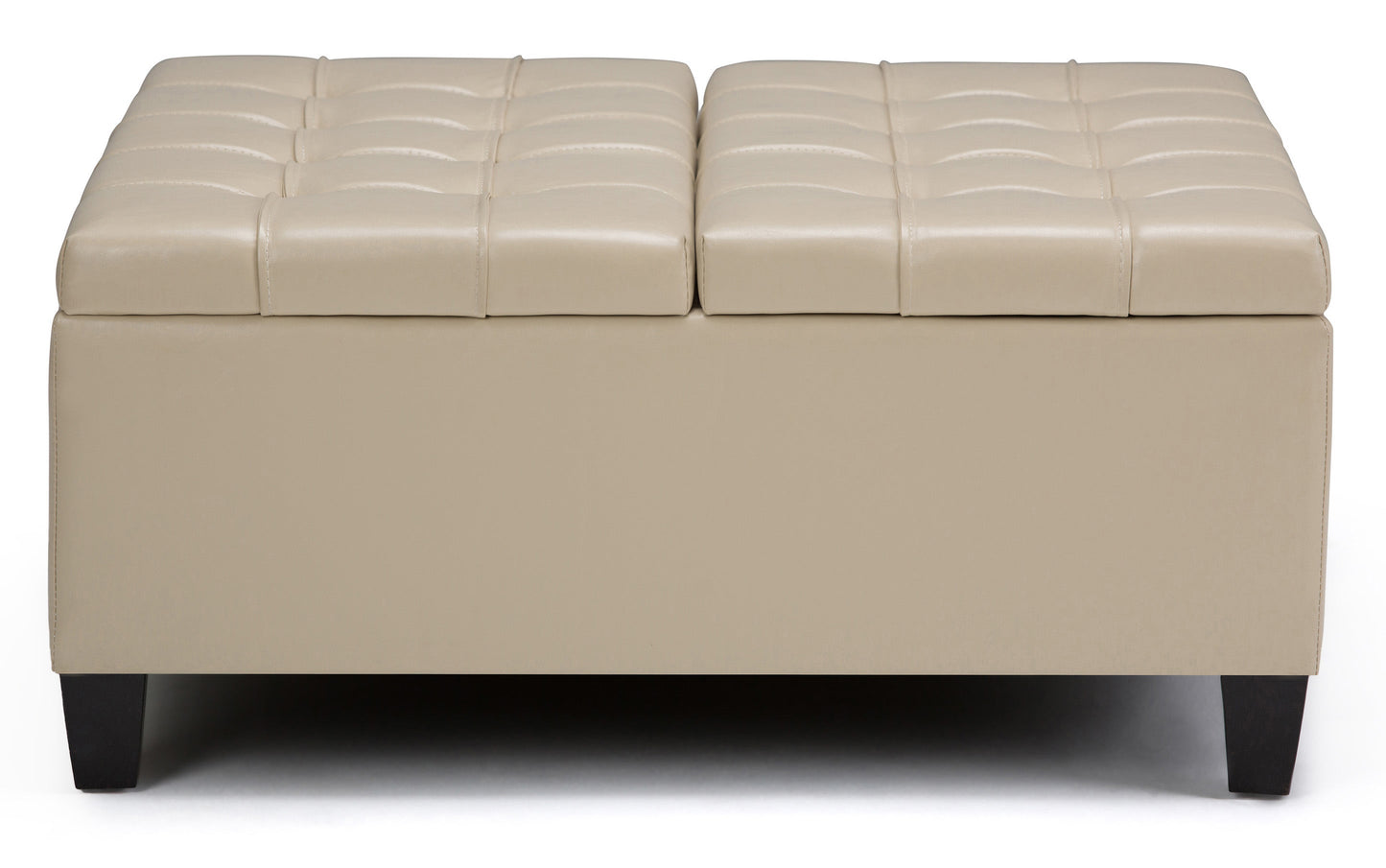 Satin Cream Vegan Leather | Harrison Coffee Table Storage Ottoman