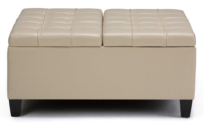 Satin Cream Vegan Leather | Harrison Coffee Table Storage Ottoman