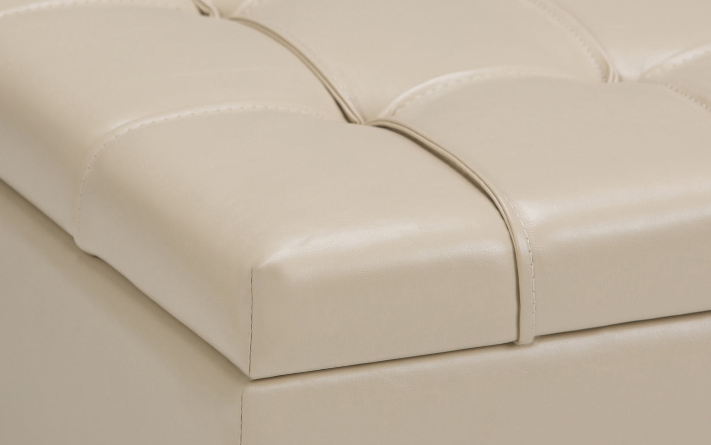 Satin Cream Vegan Leather | Harrison Coffee Table Storage Ottoman