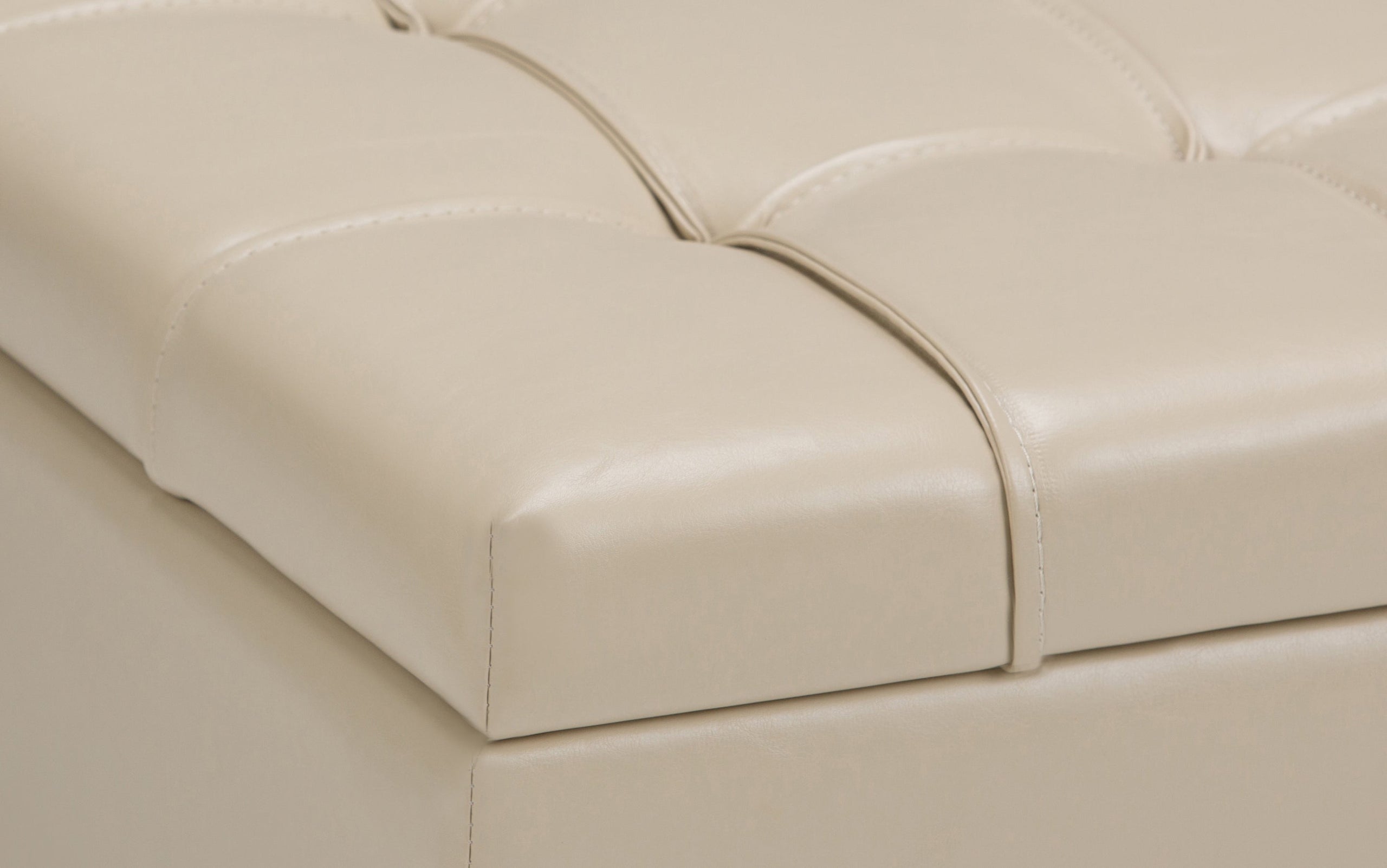 Satin Cream Vegan Leather | Harrison Coffee Table Storage Ottoman