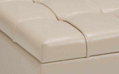 Satin Cream Vegan Leather | Harrison Coffee Table Storage Ottoman
