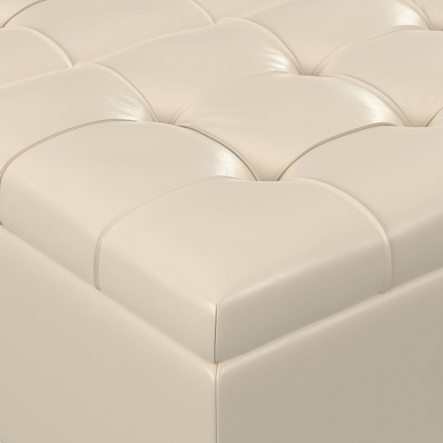 Satin Cream Vegan Leather | Harrison Coffee Table Storage Ottoman