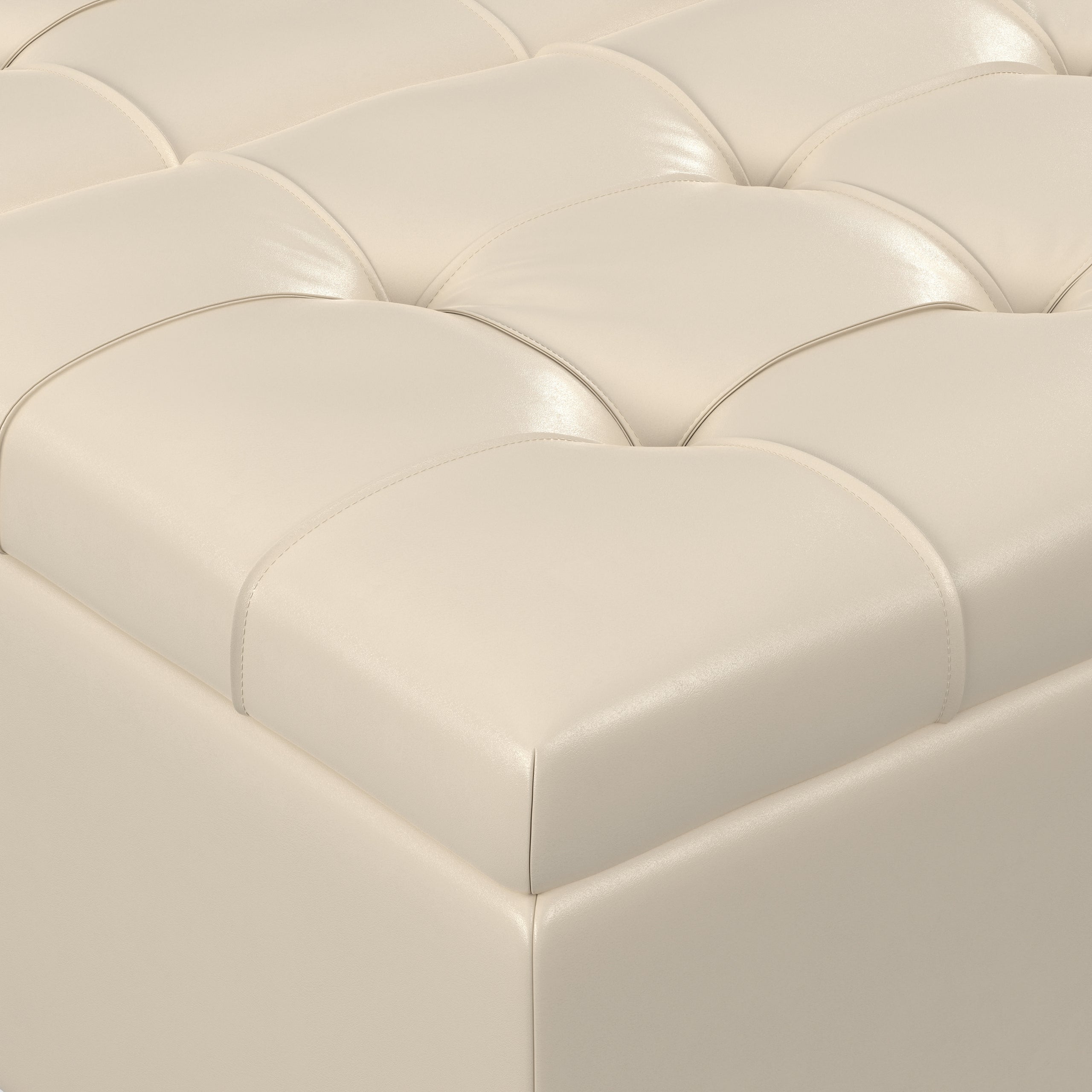 Satin Cream Vegan Leather | Harrison Coffee Table Storage Ottoman
