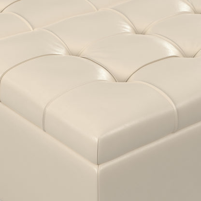 Satin Cream Vegan Leather | Harrison Coffee Table Storage Ottoman