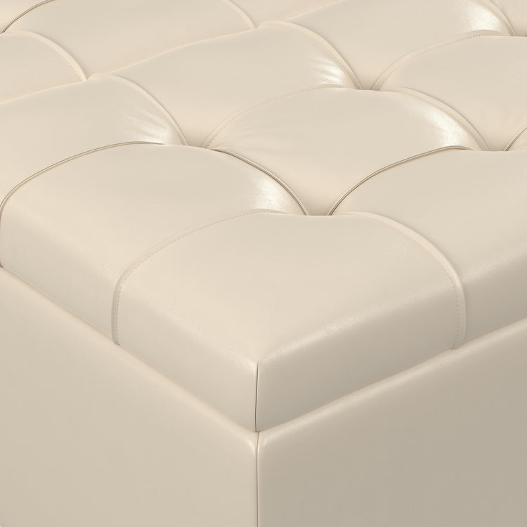 Satin Cream Vegan Leather | Harrison Coffee Table Storage Ottoman