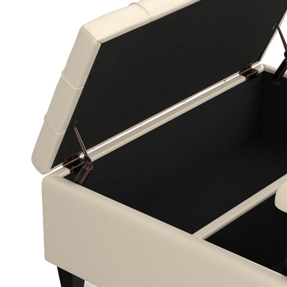 Satin Cream Vegan Leather | Harrison Coffee Table Storage Ottoman