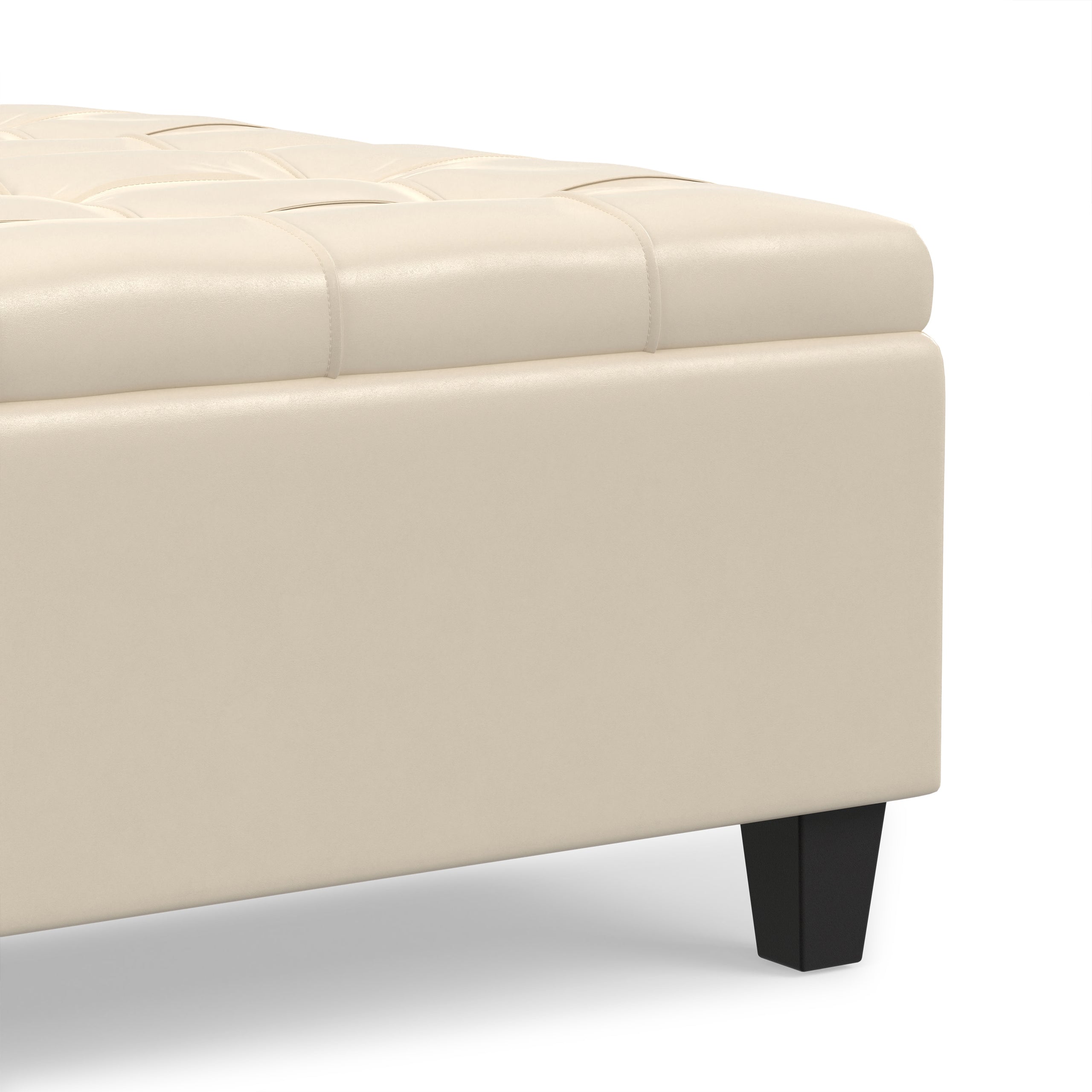 Satin Cream Vegan Leather | Harrison Coffee Table Storage Ottoman