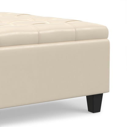 Satin Cream Vegan Leather | Harrison Coffee Table Storage Ottoman