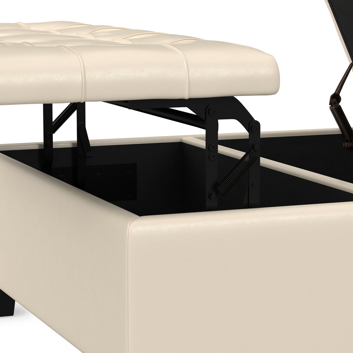 Satin Cream Vegan Leather | Harrison Coffee Table Storage Ottoman
