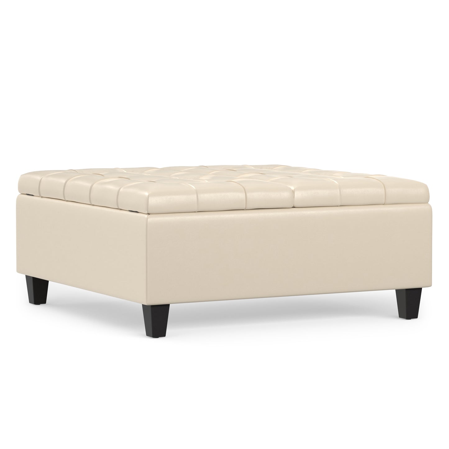 Satin Cream Vegan Leather | Harrison Coffee Table Storage Ottoman