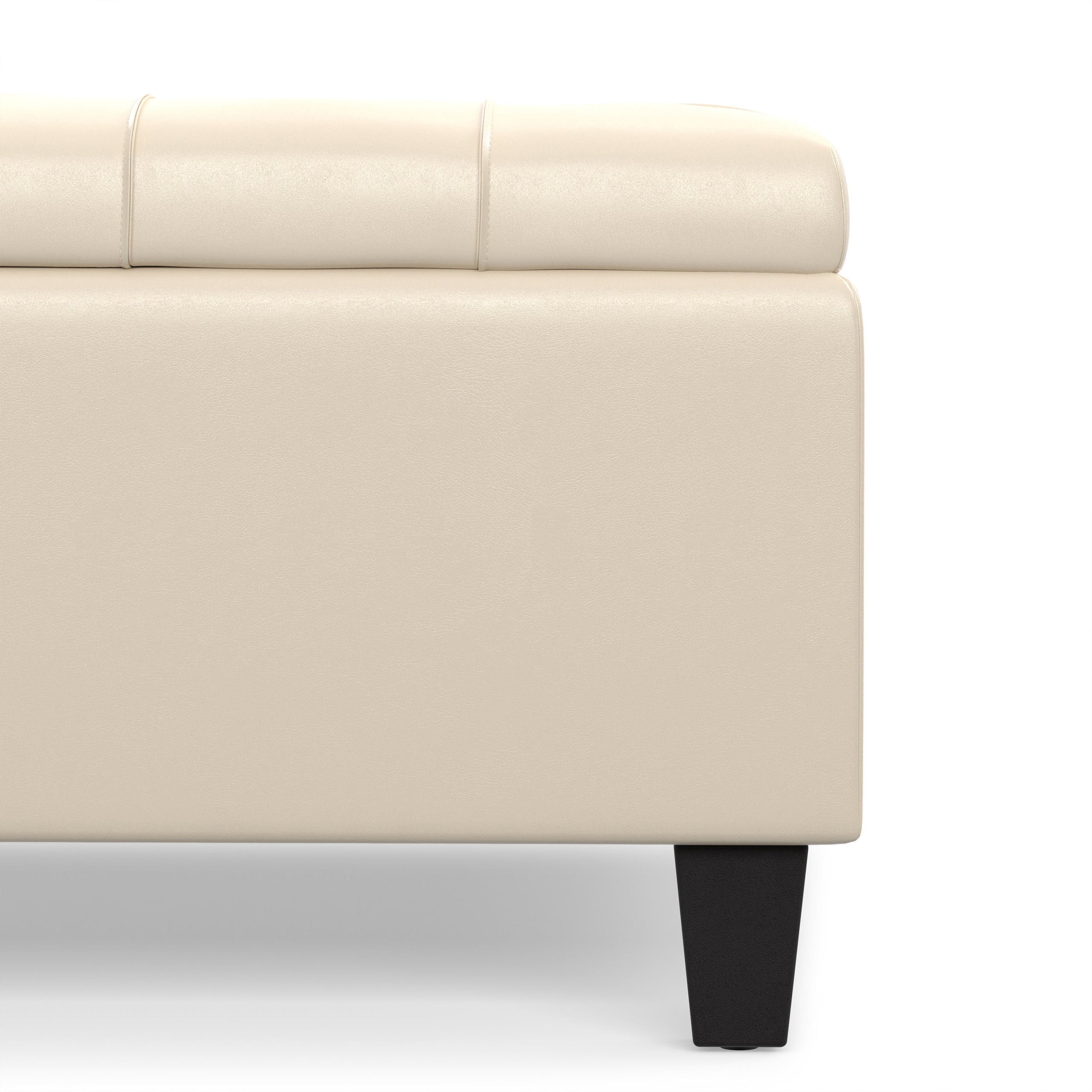 Satin Cream Vegan Leather | Harrison Coffee Table Storage Ottoman