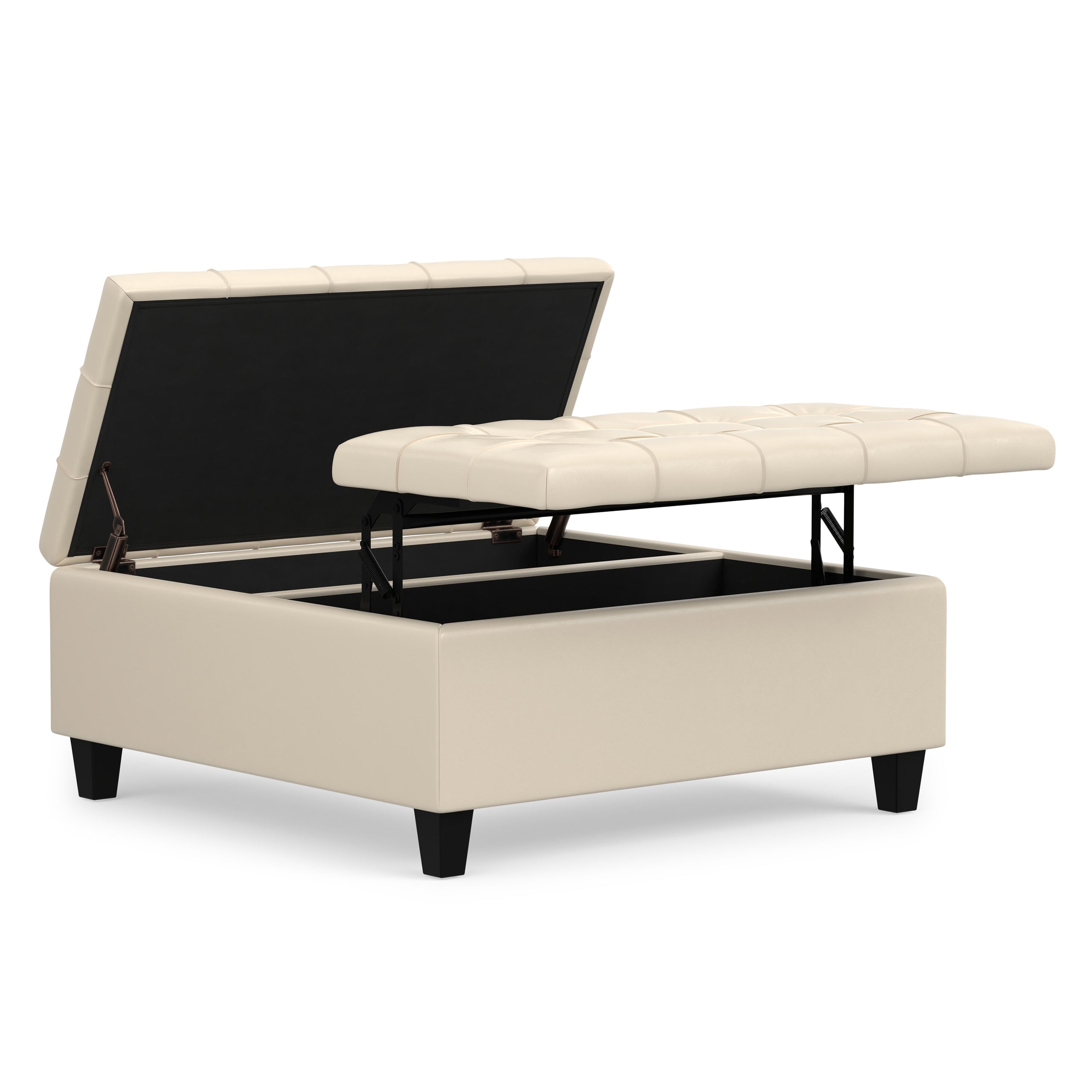 Satin Cream Vegan Leather | Harrison Coffee Table Storage Ottoman