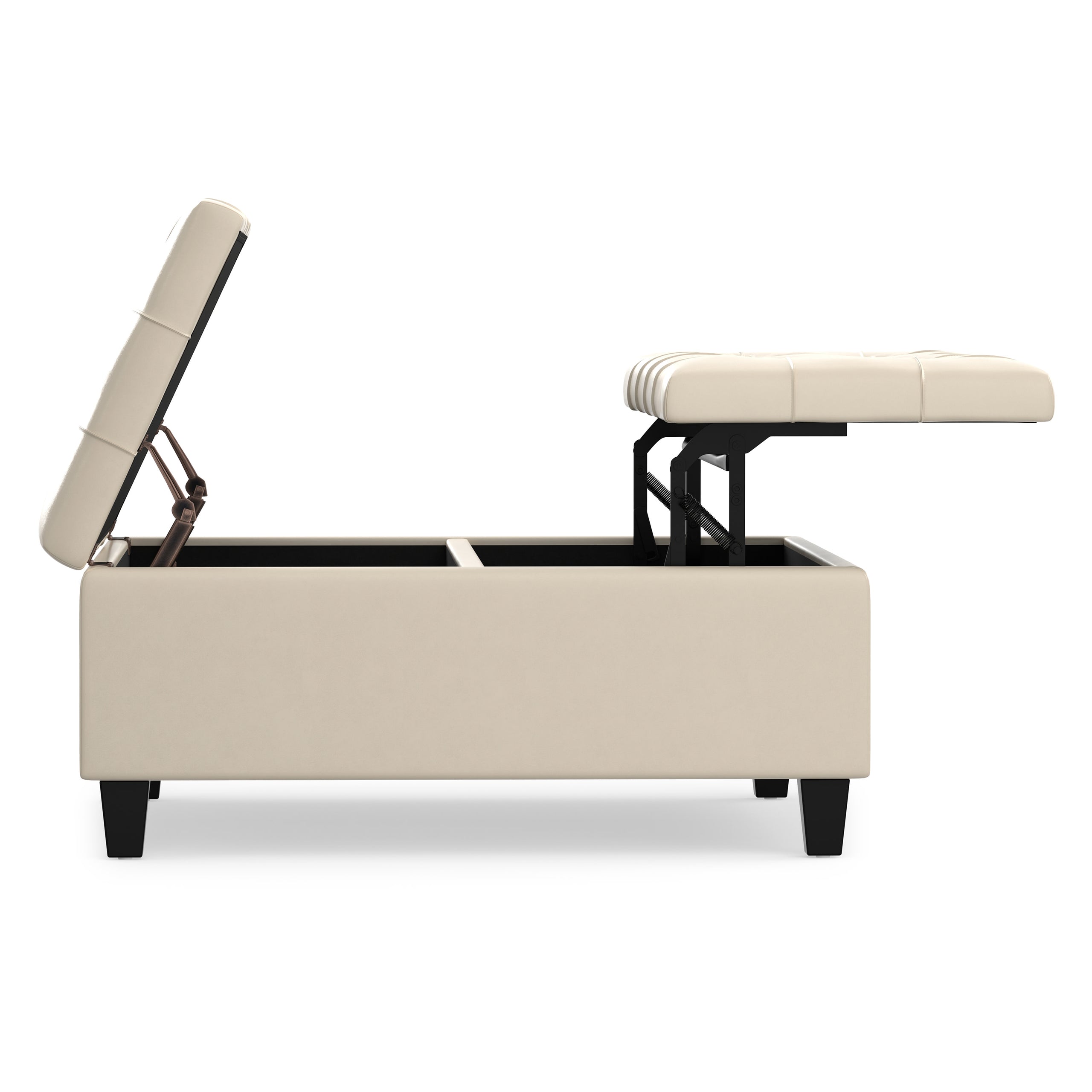 Satin Cream Vegan Leather | Harrison Coffee Table Storage Ottoman