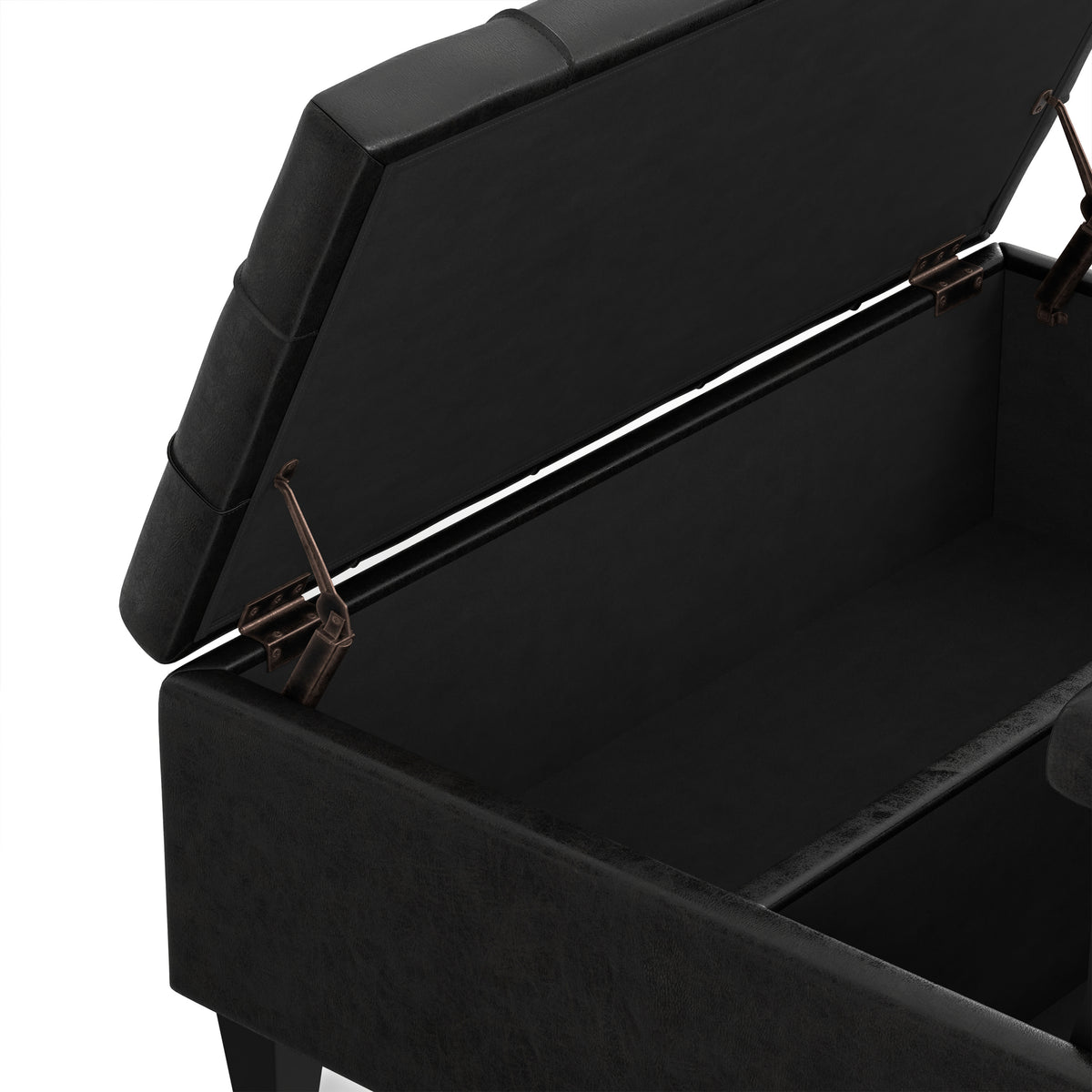 Distressed Black Distressed Vegan Leather | Harrison Coffee Table Storage Ottoman
