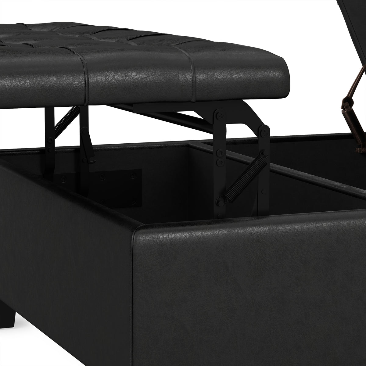 Distressed Black Distressed Vegan Leather | Harrison Coffee Table Storage Ottoman