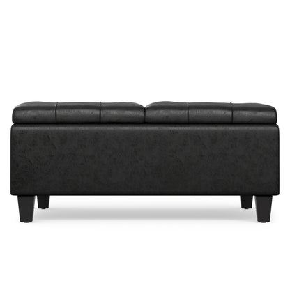 Distressed Black Distressed Vegan Leather | Harrison Coffee Table Storage Ottoman