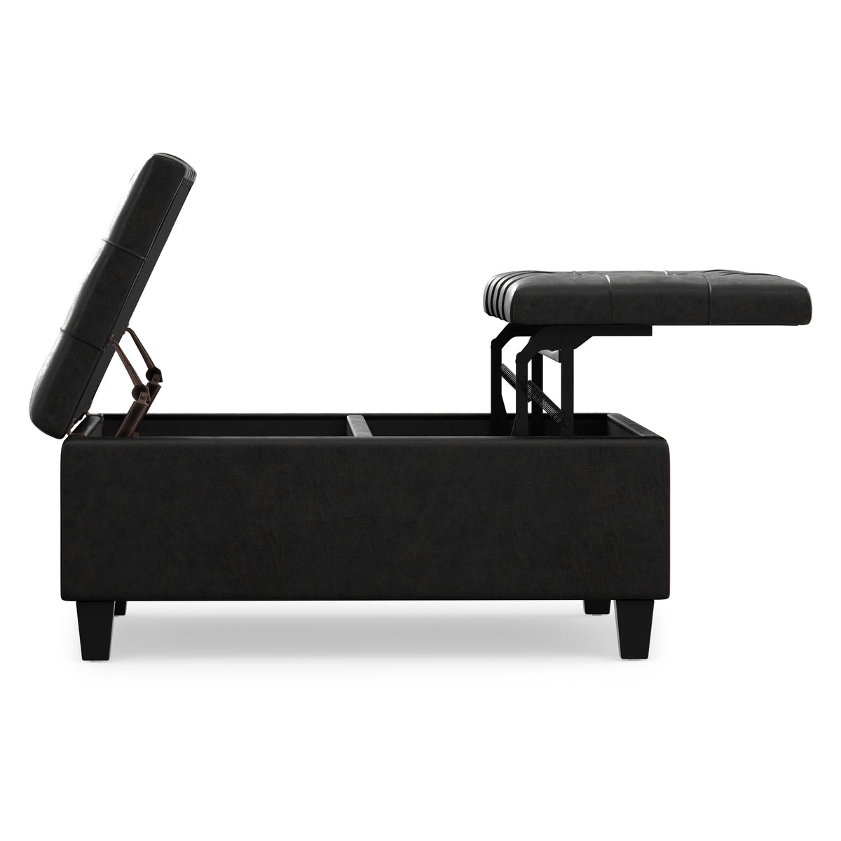 Distressed Black Distressed Vegan Leather | Harrison Coffee Table Storage Ottoman