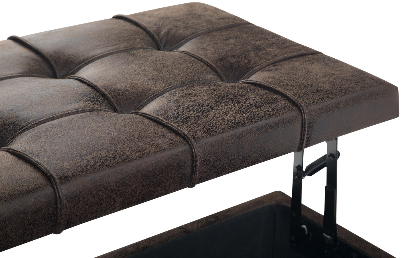 Distressed Brown Distressed Vegan Leather | Harrison Coffee Table Storage Ottoman