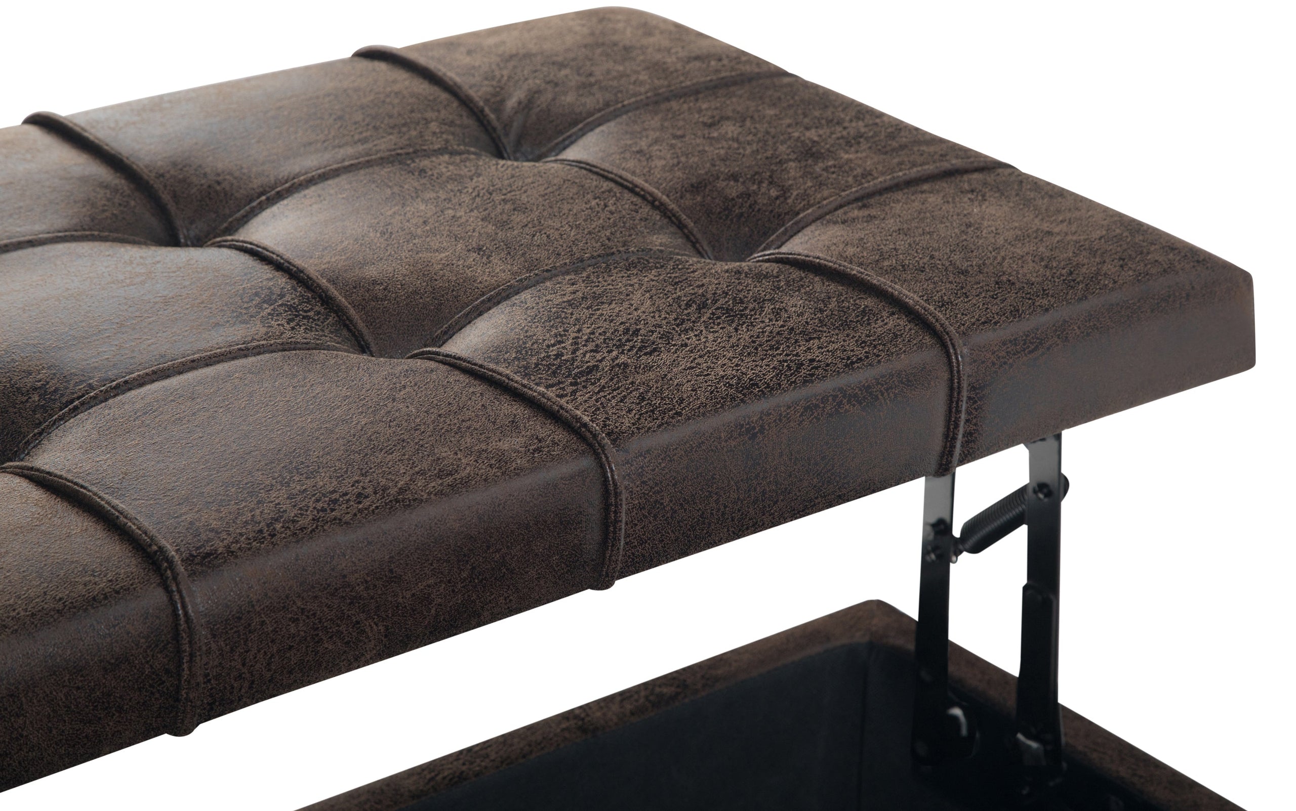 Distressed Brown Distressed Vegan Leather | Harrison Coffee Table Storage Ottoman