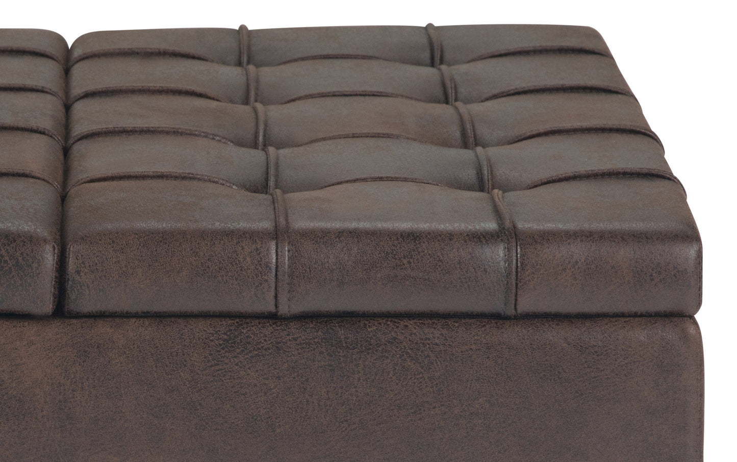 Distressed Brown Distressed Vegan Leather | Harrison Coffee Table Storage Ottoman