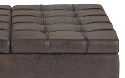 Distressed Brown Distressed Vegan Leather | Harrison Coffee Table Storage Ottoman